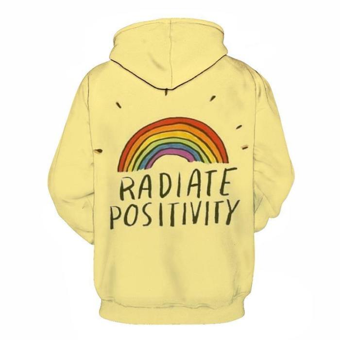 Rainbow Positive Quote 3D Hoodie Sweatshirt Pullover