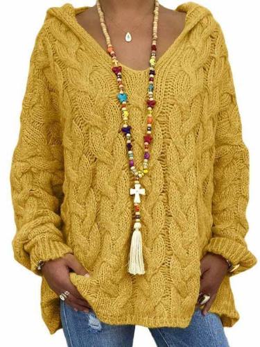Cable Knit Sweater Hoodies For Women