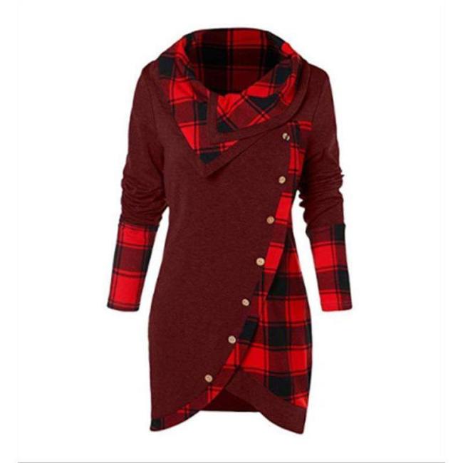 Women Tartan Tunic Sweatshirt Female Pullover Tops