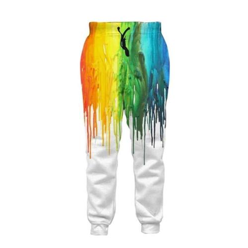 Mens Jogger Pants 3D Printing Dyeing Pattern Trousers