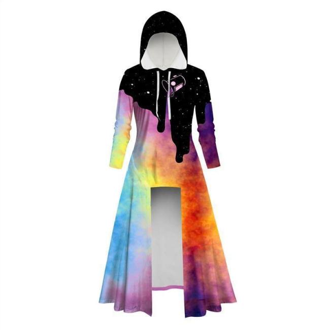 Womens Long Hoodies 3D Graphic Printed Colorful Pullover Sweater Dress