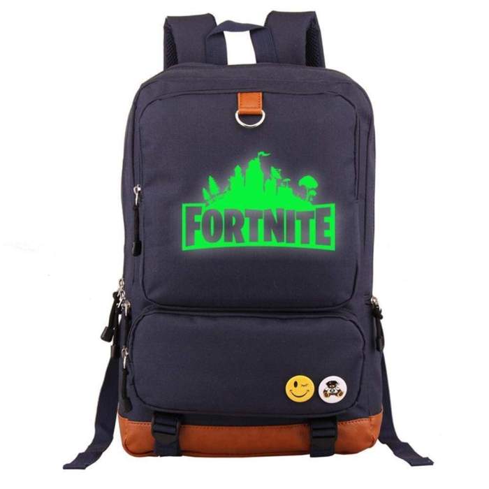 Game Fortnite 17  Canvas Student Backpack - Green Luminous