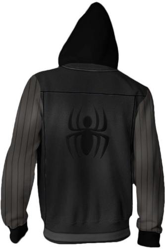 Teens Hoodie Gray Spider-Man Noir Zip Up Sweatshirt Unisex Adult