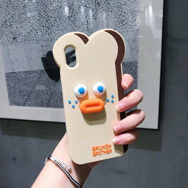 3D Cute Duck Brunch Brother Cartoon Matte Silicone Phone Case