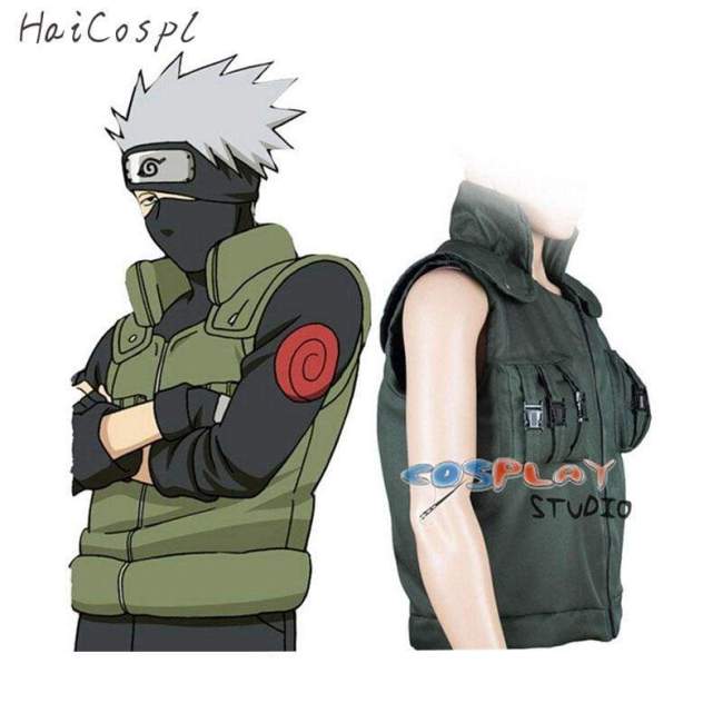 Naruto Cosplay Costume Japanese Anime Ninja Coat shinobi Kakashi Cosplay  Cartoon Green Vest For Show Man Fancy Adult