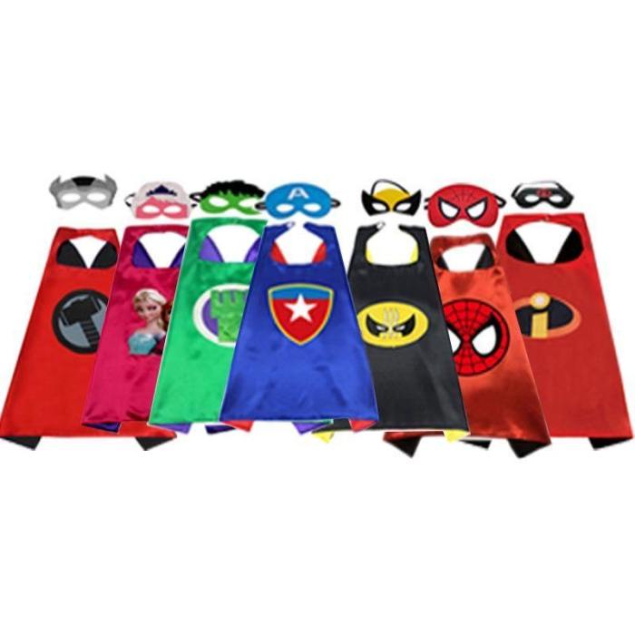 Superhero Cape Cloak Cosplay Costume For Children Halloween Party Costumes For Kids 1Cape+1Mask