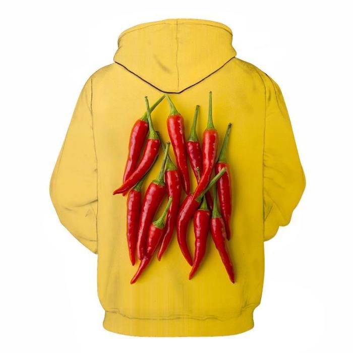 Red Chilli Yellow 3D Hoodie Sweatshirt Pullover