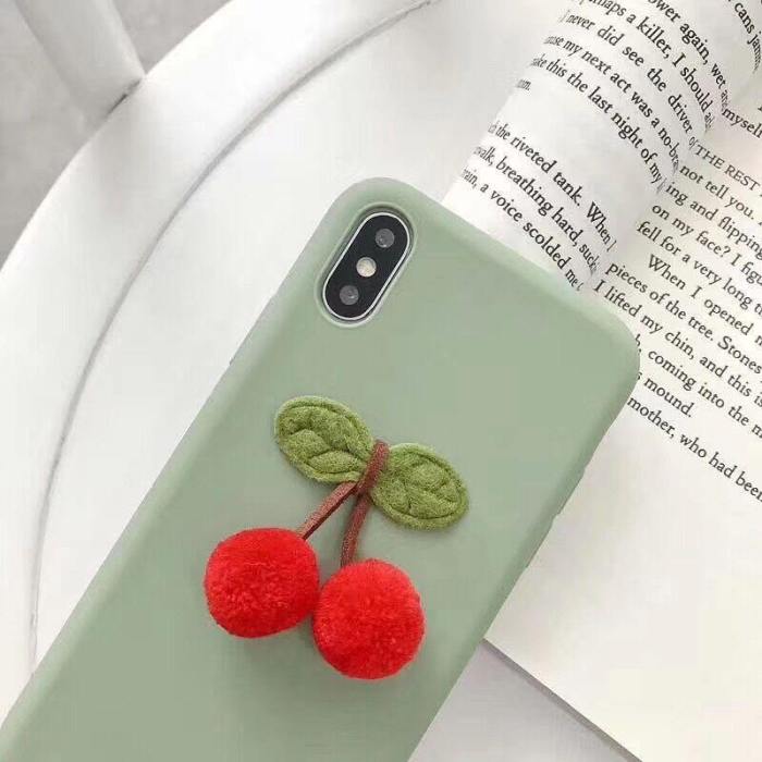Cute 3D Fuzzy Cherry Phone Case