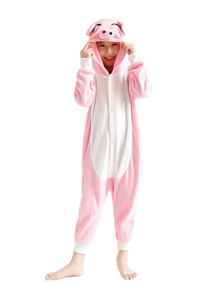 Kids Unisex Onesie Cosplay Pajamas Lovely Pink Pig Costume