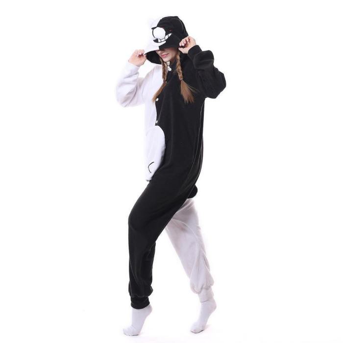 Danganronpa Kigurumi Black White Bear Monokuma Onesies Pajamas Costume