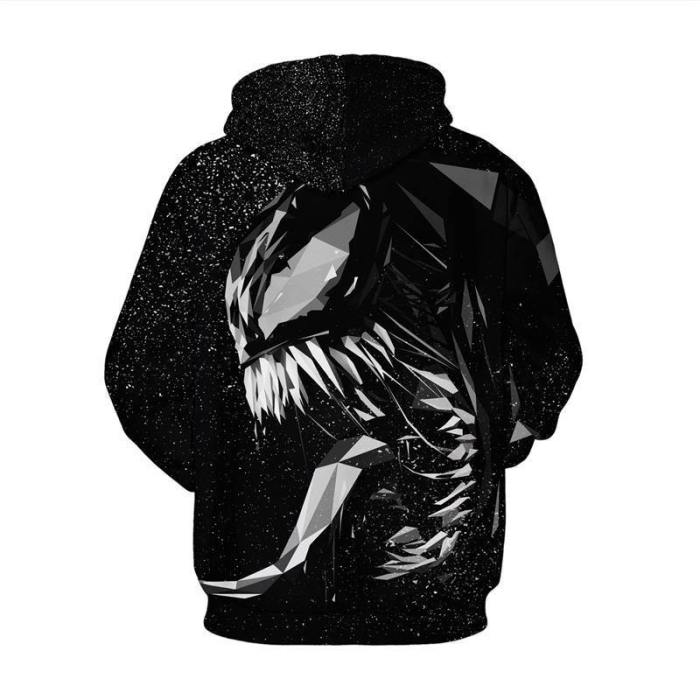 Mens Hoodies 3D Graphic Printed Venom Black Pullover Hoodie