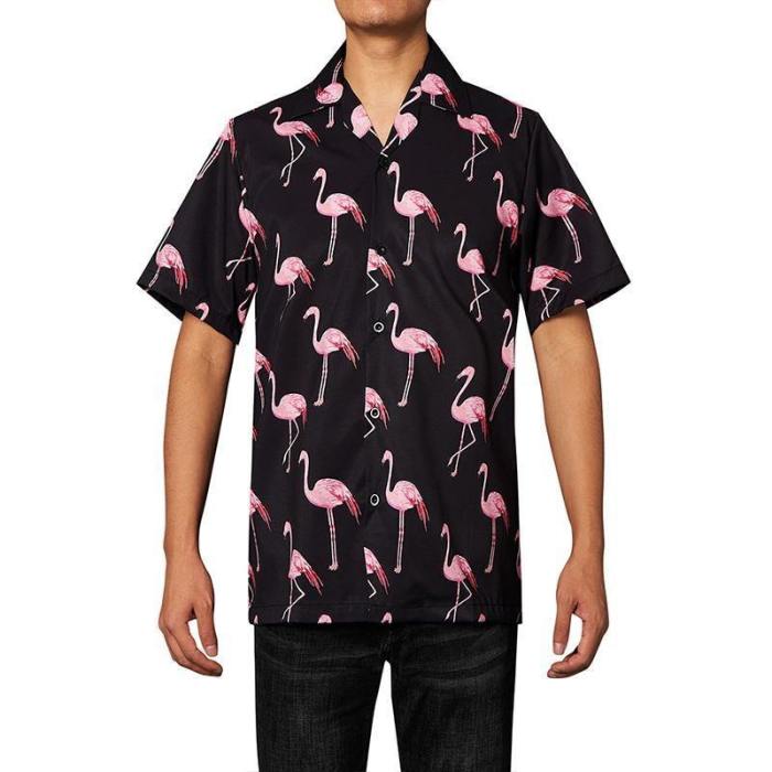 Men'S Hawaiian Shirts Flamingo Printed