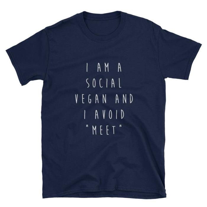  Social Vegan  Short-Sleeve Unisex T-Shirt (Black/Navy)