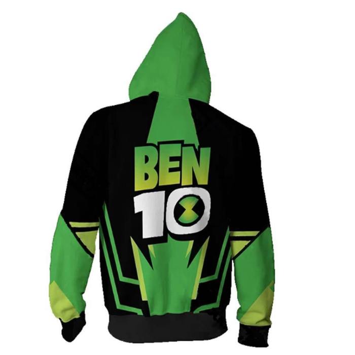 Unisex Anime Hoodies Ben 10 Zip Up 3D Print Jacket Sweatshirt
