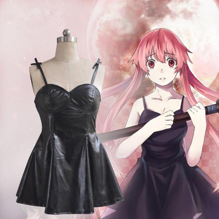 Future Diary My Wife A Black Leather Skirt Cosplay Anime Costume