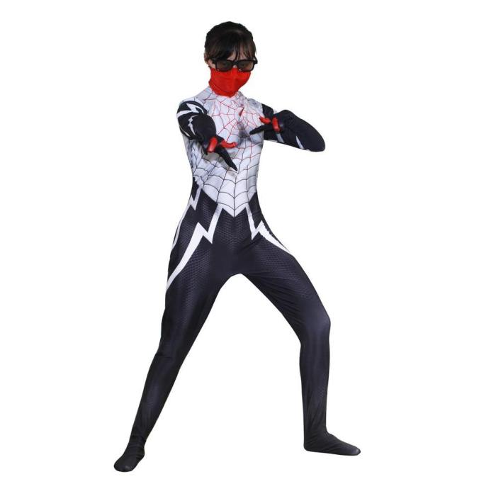 Women Girls Spider Man Silk Cindy Moon Cosplay Costume Superhero Suit