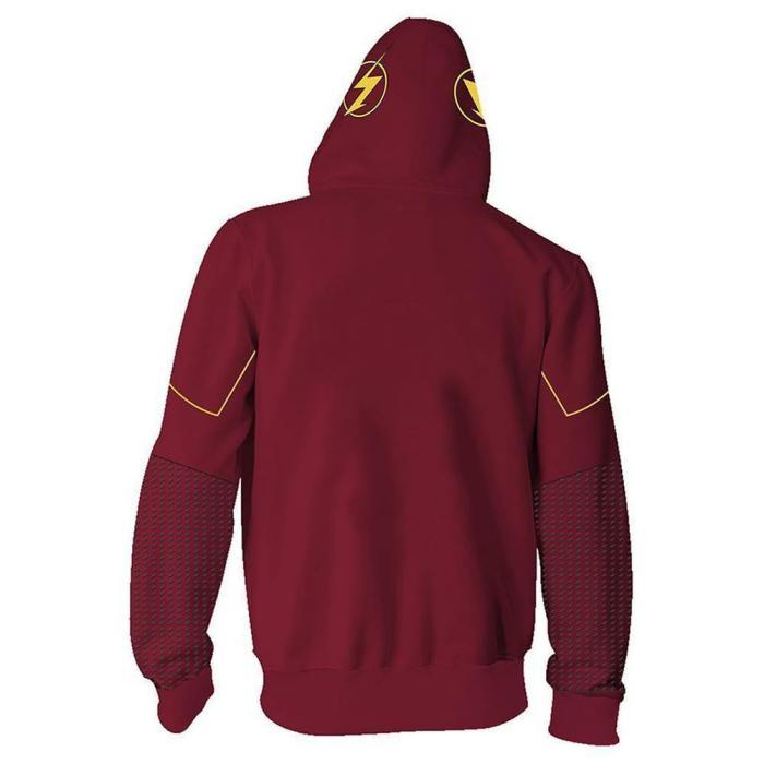 Unisex The Flash Hoodies Lightning Logo Printed Zip Up 3D Print Jacket Sweatshirt