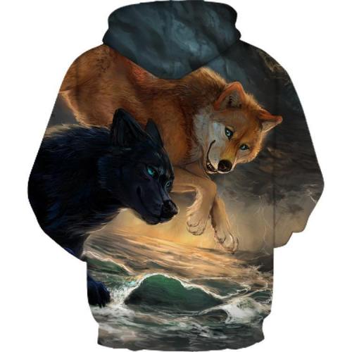 Unisex Wolf Printed Hoodie 3D Animal Sweatshirt