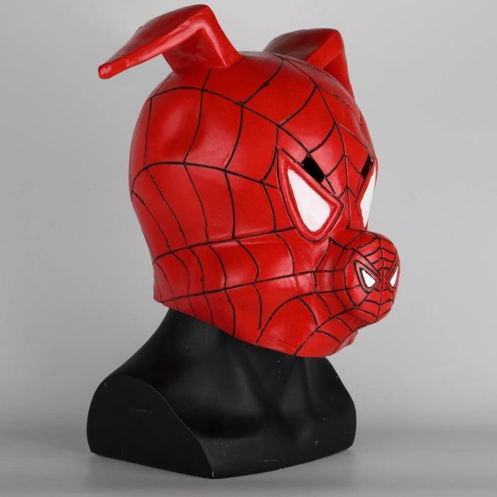Anime Spider-Ham Latex Mask Mascara Spiderman Face Superhero Mask Party Prop Halloween Adult Costume