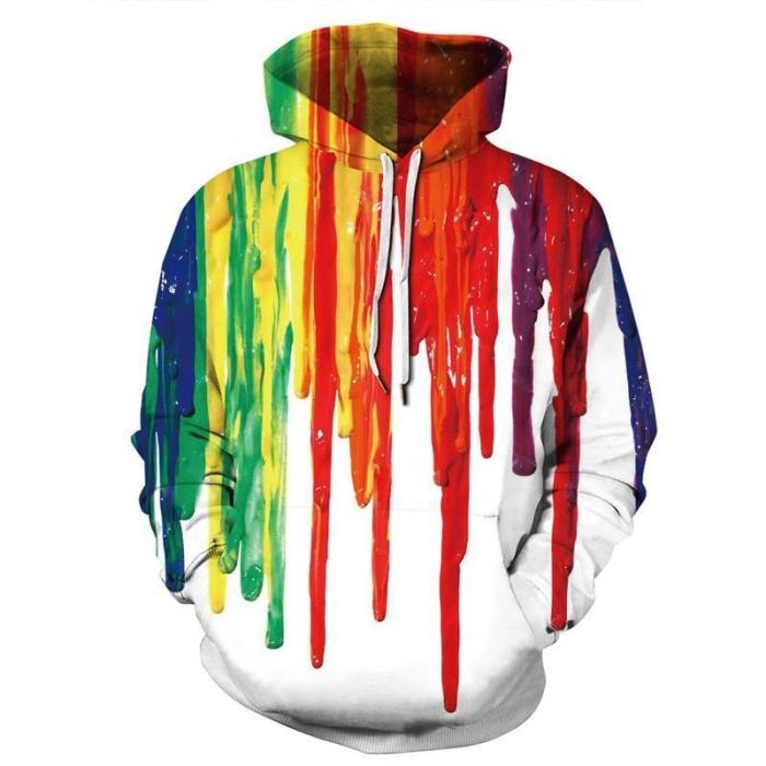 Mens Hoodies 3D Printed Colorful Painting Printing Sweatshirts