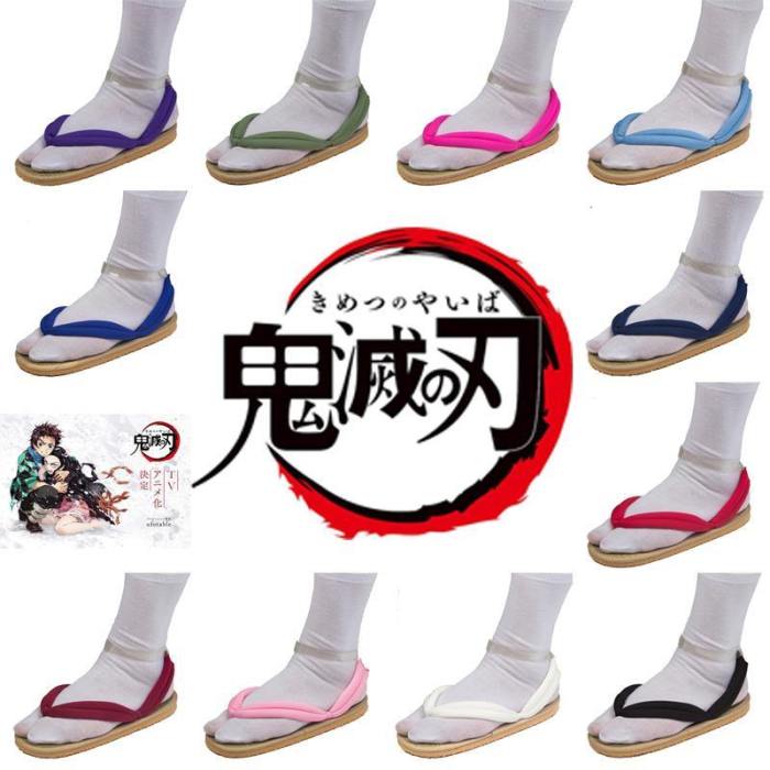 Anime Demon Slayer Kimetsu No Yaiba Geta Clogs Shoes Flip Flops Sandals