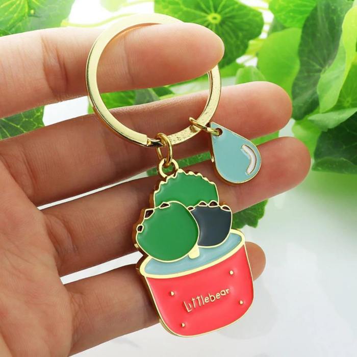 Lovely Potted Cactus Plant Keychain