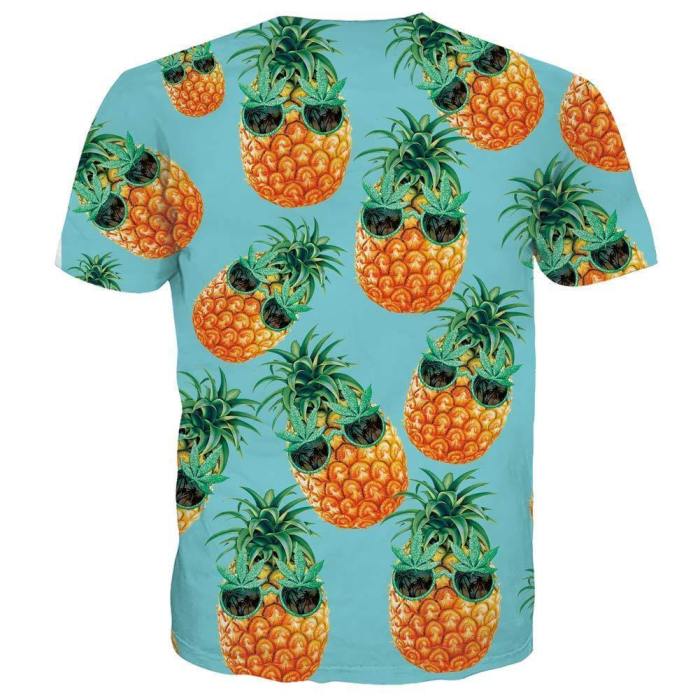 Mens T Shirt Hawaiian Glasses Pineapple Printing Pattern Tee
