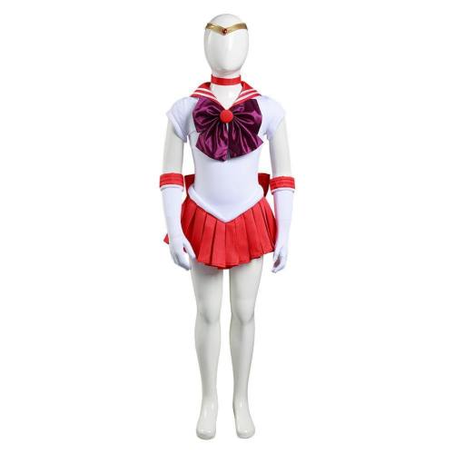 Anime Sailor Moon Hino Rei Kids Grils Dress Outfits Halloween Carnival Suit Cosplay Costume