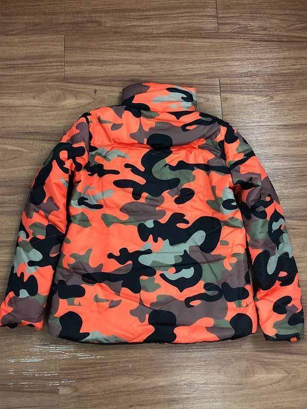 Unisex Stand Collar Camouflage Quilted Jacket