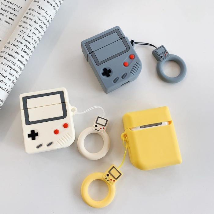 3D Gameboy Game Console Apple Airpods Protective Case Cover With Key Ring