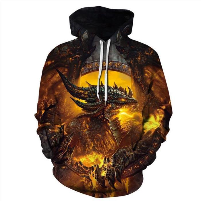 Mens Hoodies 3D Graphic Printed Warcraft Pullover Hoodie