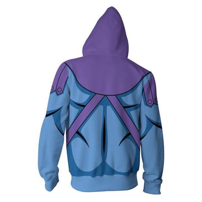 He-Man Cosplay Costume 3D Printing Zipper Sweatshirts Hooded Sweater Fashion Men And Women Anime Jacket