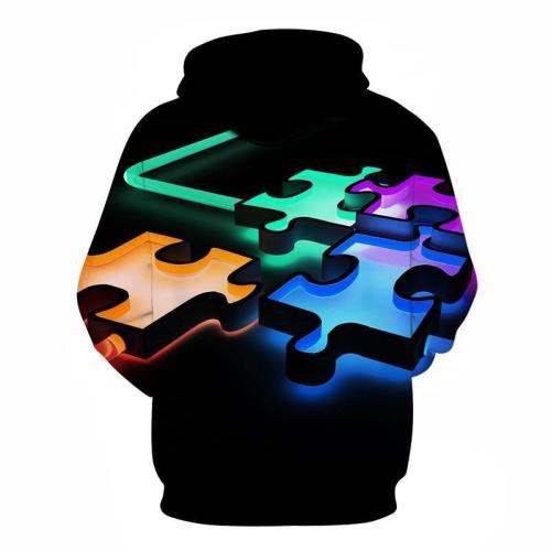 Digital Autism Puzzle 3D - Sweatshirt, Hoodie, Pullover -  Support Autism Awareness Movement