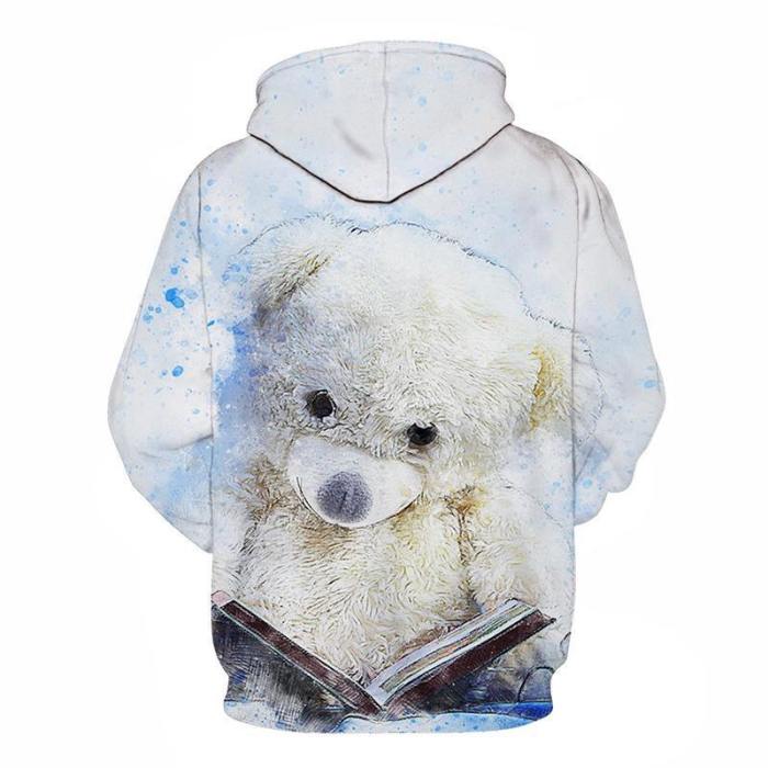 Teddy Bear Reading 3D - Sweatshirt, Hoodie, Pullover