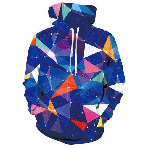 Mens Hoodies 3D Printing Hooded Geometric Printed Pattern Sweatshirt
