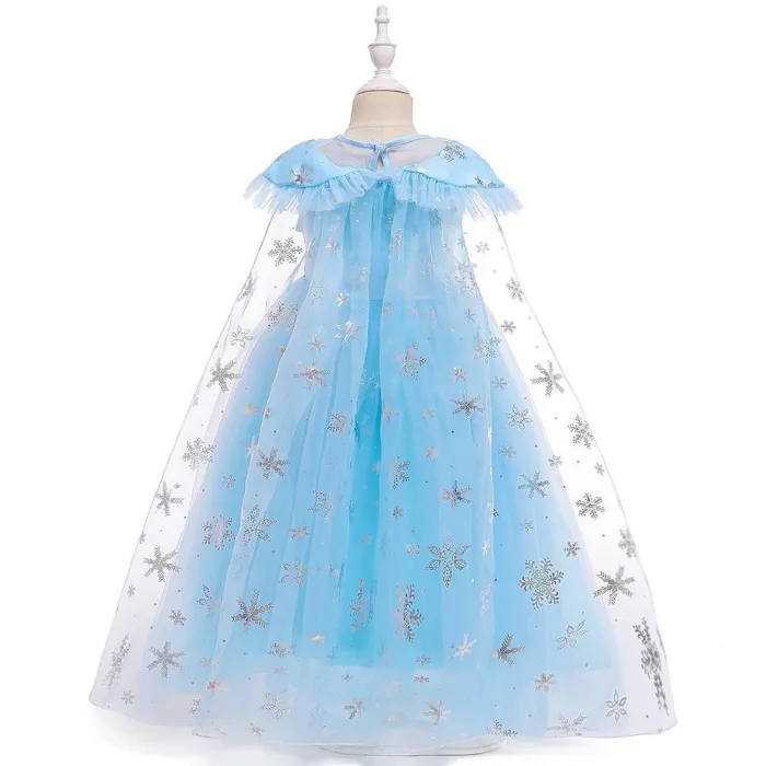 Frozen 2 Elsa Princess Sequins Girls Costume Dresses With Crown Wand Cosplay Party Holiday