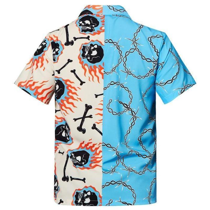 Men'S Hawaiian Shirts Skull Printing