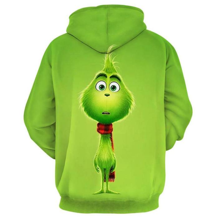 Unisex How The Grinch Stole Christmas 3D Printing Hooded Long Sleeve Sweatshirt Pullover Hoodies