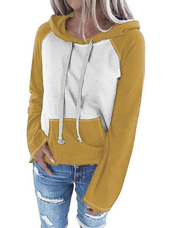 Plus Size Color Block Pullover Hoodies For Women
