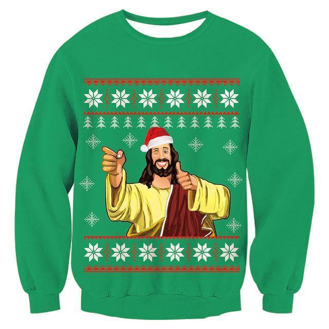 Mens Womens Funny Christmas Green Sweater