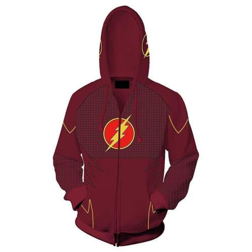 Unisex The Flash Hoodies Lightning Logo Printed Zip Up 3D Print Jacket Sweatshirt