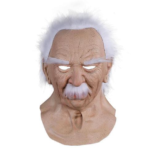 Old Man White Beard With Hair Latex Helmet Halloween Cosplay Props