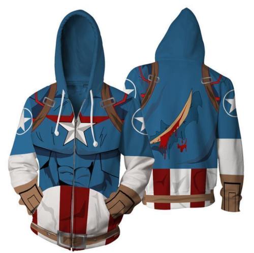 Captain America Hoodie - Steve Rogers Zip Up Hoodie Csos554