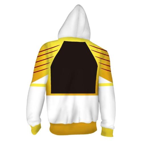 Unisex White Ranger Hoodies Power Rangers Zip Up 3D Print Jacket Sweatshirt