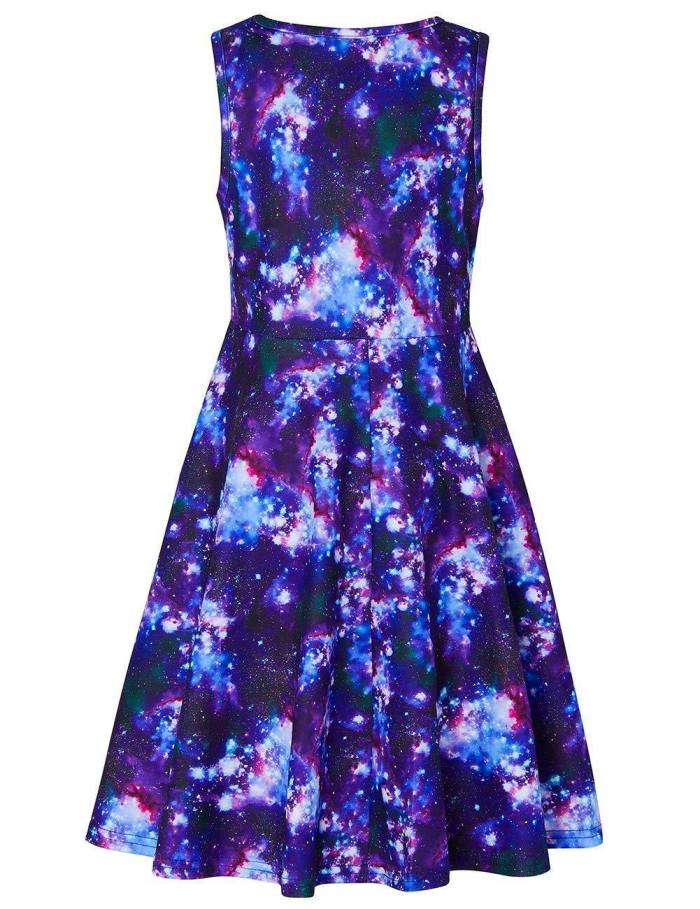 Girls Galaxy Printed Sleeveless Dress