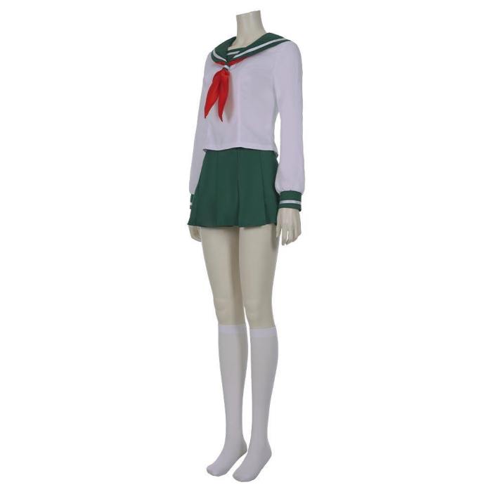 Anime Inuyasha Kagome Higurashi Women Girls Uniform Skirt Outfit Halloween Carnival Costume Cosplay Costume