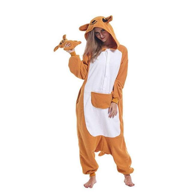 Kangaroo Animal Onesie Pajamas Halloween Cosplay Costume For Women And Girls
