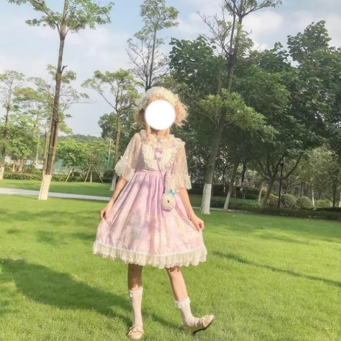 Kawaii Japanese Lolita Jsk Soft Sister Wind Cute Bow Cat Sweet Dress