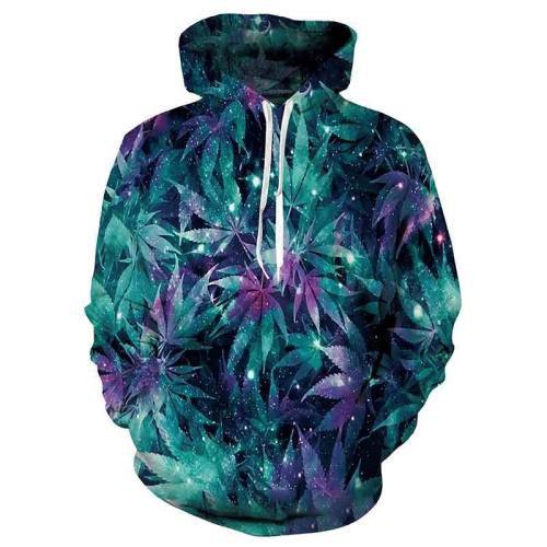 Mens Hoodies 3D Printed Leaf Printing Hoodies