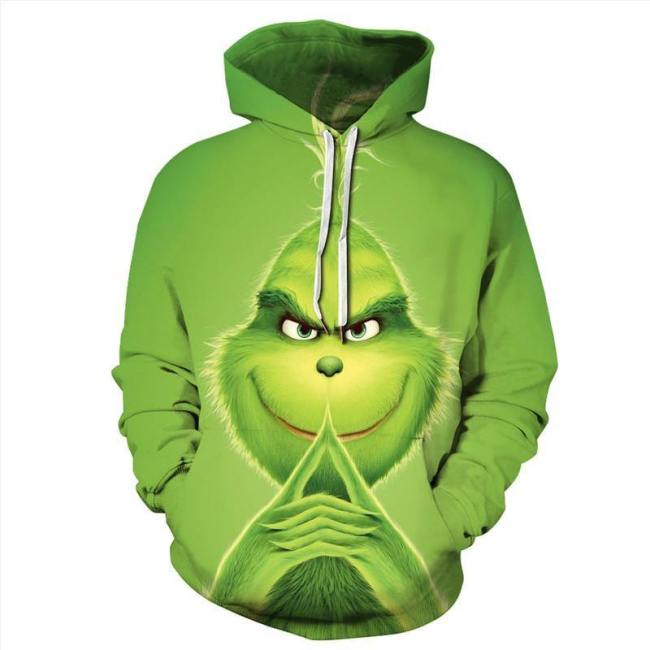 Mens Hoodies 3D Graphic Printed Graphic Grinch Green Pullover Hoody